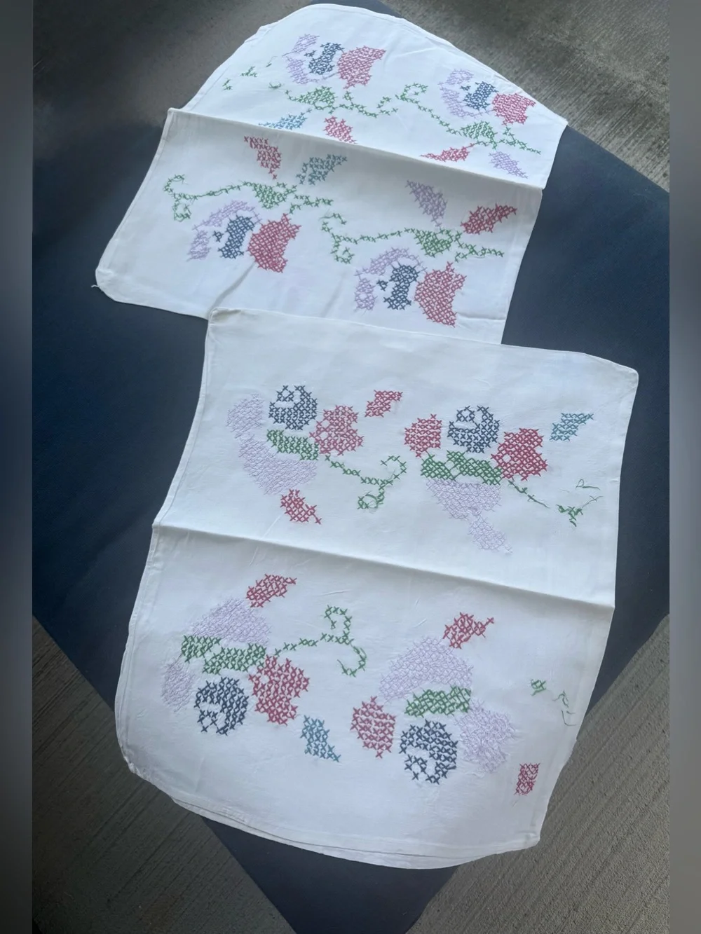 Hand Embroidered VTG Pillow Covers